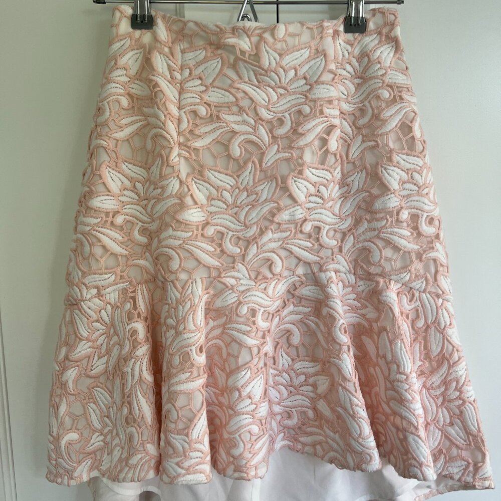 Club Monaco Pink and White Lace Skirt